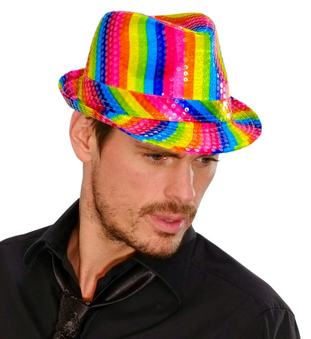 e-carnavalskleding-SYK Gleufhoedje pailletten regenboog