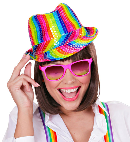 e-carnavalskleding-SYK Gleufhoedje pailletten regenboog