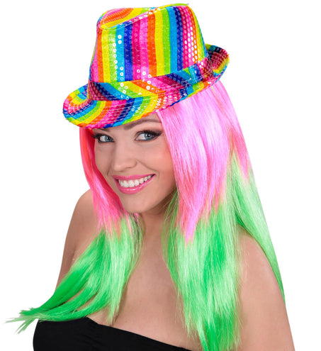 e-carnavalskleding-SYK Gleufhoedje pailletten regenboog