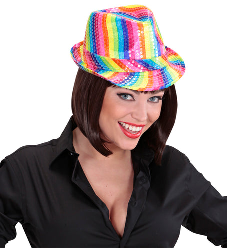 e-carnavalskleding-SYK Gleufhoedje pailletten regenboog