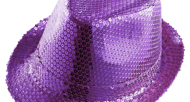 e-carnavalskleding-SYK Glitter gleufhoed paars pailletten