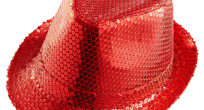 e-carnavalskleding-SYK Glitter gleufhoed rood pailletten