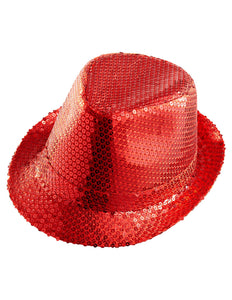 e-carnavalskleding-SYK Glitter gleufhoed rood pailletten
