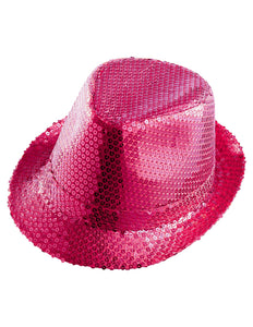 e-carnavalskleding-SYK Glitter gleufhoed roze pailletten
