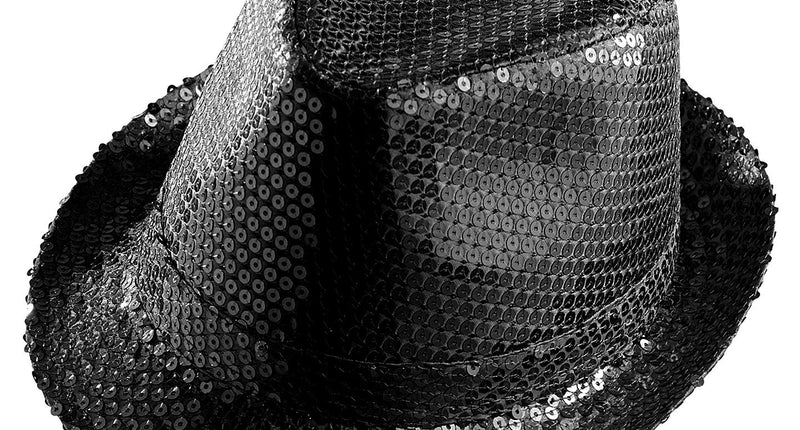 e-carnavalskleding-SYK Glitter gleufhoed zwart pailletten