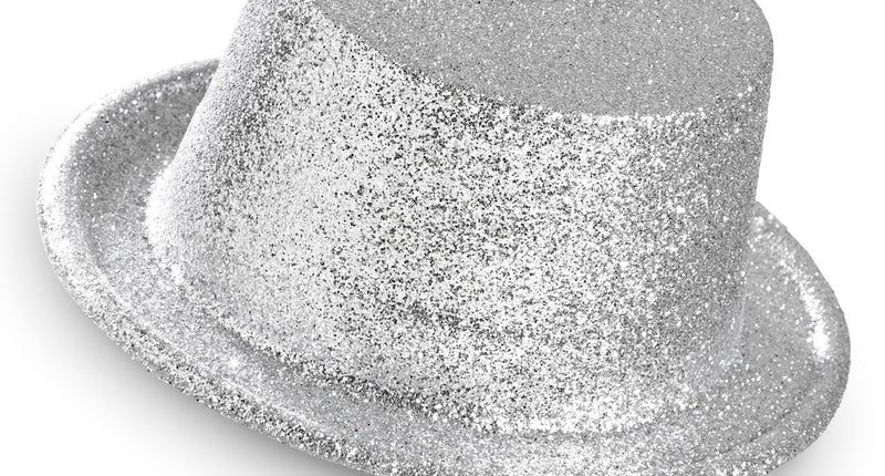 e-carnavalskleding-SYK Glitter hoge hoed zilver
