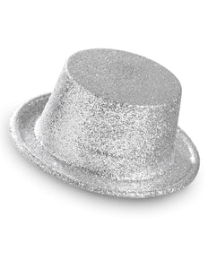 e-carnavalskleding-SYK Glitter hoge hoed zilver
