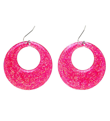 e-carnavalskleding-SYK Glitter oorringen in roze