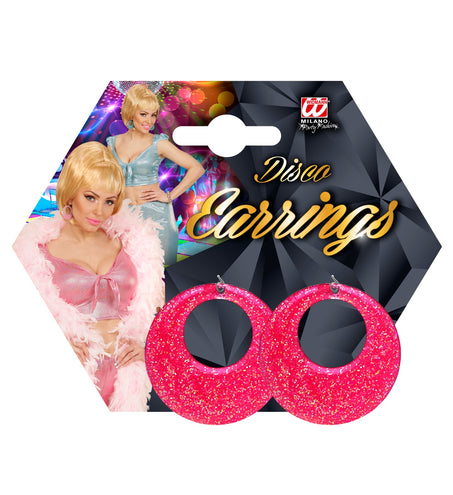 e-carnavalskleding-SYK Glitter oorringen in roze