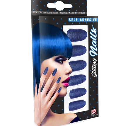 e-carnavalskleding-SYK Glitter opplaknagels blauw