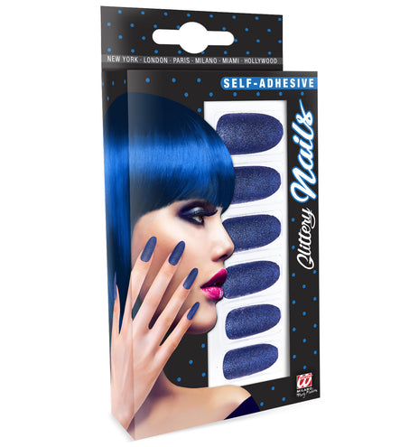 e-carnavalskleding-SYK Glitter opplaknagels blauw