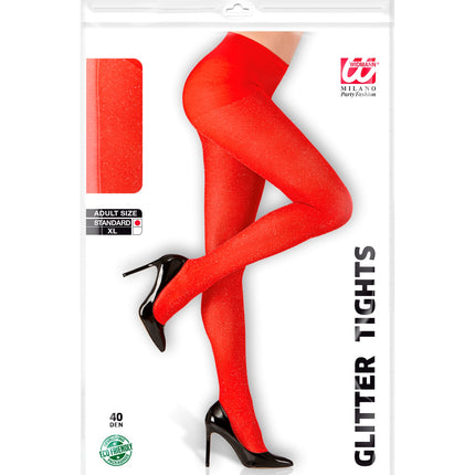e-carnavalskleding-SYK Glitter panty rood dames