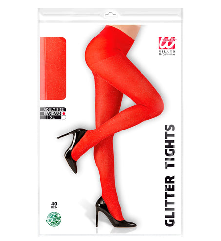 e-carnavalskleding-SYK Glitter panty rood dames