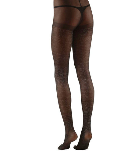 e-carnavalskleding-SYK Glitter panty zwart dames