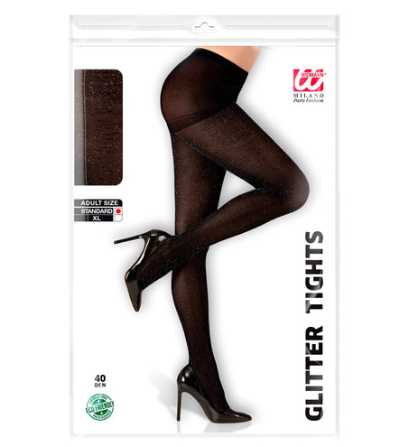 e-carnavalskleding-SYK Glitter panty zwart dames