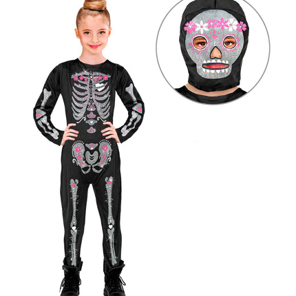 e-carnavalskleding-SYK Glitter skelet pak kinderen