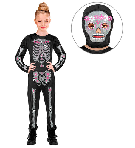 e-carnavalskleding-SYK Glitter skelet pak kinderen