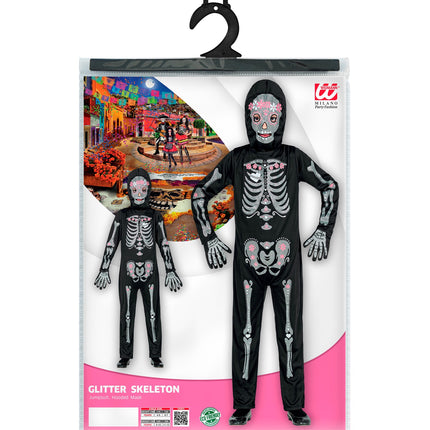 e-carnavalskleding-SYK Glitter skelet pak kinderen