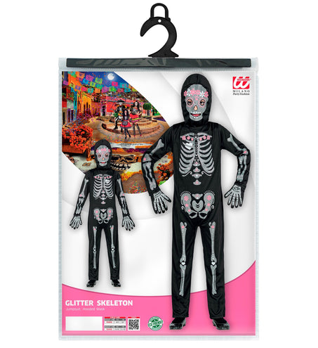 e-carnavalskleding-SYK Glitter skelet pak kinderen