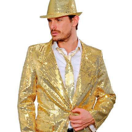 e-carnavalskleding-SYK Glitter stropdas goud pailletten