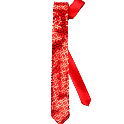 e-carnavalskleding-SYK Glitter stropdas rood pailletten