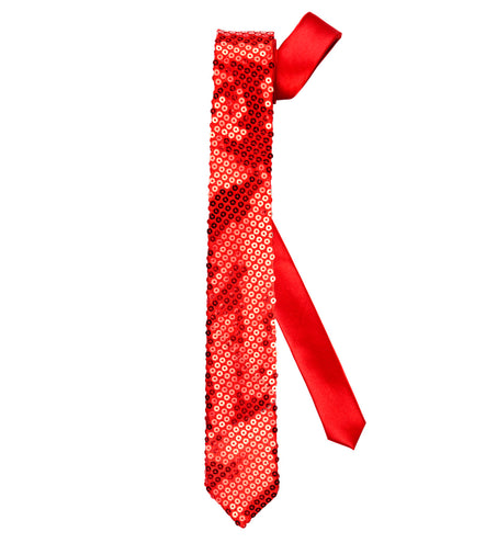 e-carnavalskleding-SYK Glitter stropdas rood pailletten
