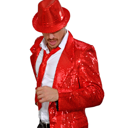 e-carnavalskleding-SYK Glitter stropdas rood pailletten
