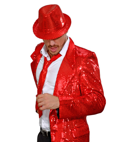 e-carnavalskleding-SYK Glitter stropdas rood pailletten