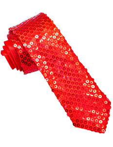 e-carnavalskleding-SYK Glitter stropdas rood pailletten