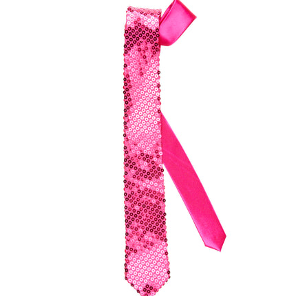 e-carnavalskleding-SYK Glitter stropdas roze pailletten