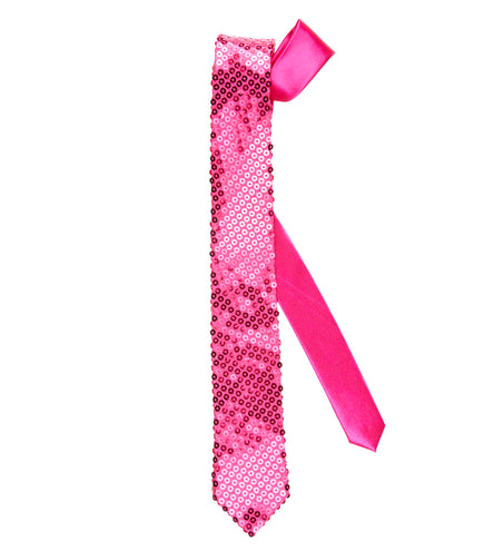 e-carnavalskleding-SYK Glitter stropdas roze pailletten