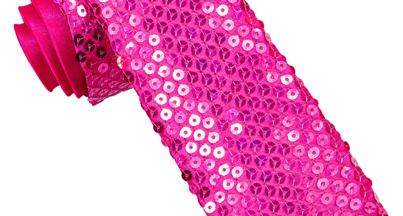 e-carnavalskleding-SYK Glitter stropdas roze pailletten