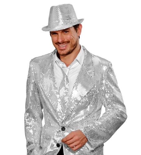 e-carnavalskleding-SYK Glitter stropdas zilver pailletten