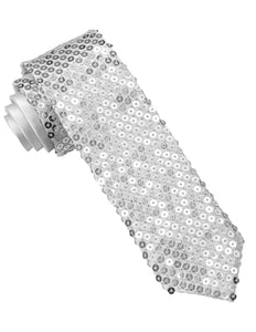e-carnavalskleding-SYK Glitter stropdas zilver pailletten