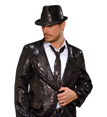 e-carnavalskleding-SYK Glitter stropdas zwart pailletten