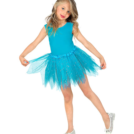 e-carnavalskleding-SYK Glitter tutu rok blauw kinderen