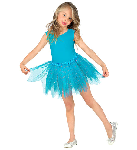 e-carnavalskleding-SYK Glitter tutu rok blauw kinderen