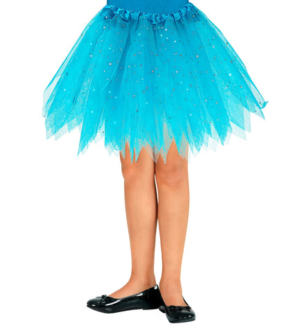e-carnavalskleding-SYK Glitter tutu rok blauw kinderen