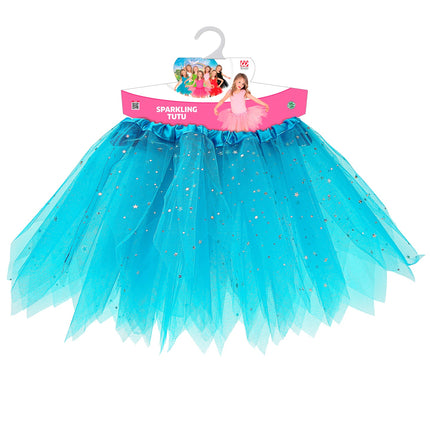 e-carnavalskleding-SYK Glitter tutu rok blauw kinderen