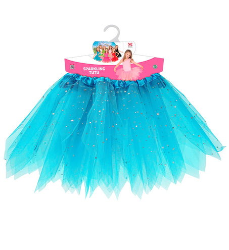e-carnavalskleding-SYK Glitter tutu rok blauw kinderen
