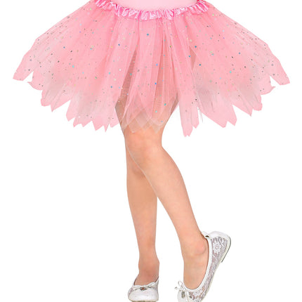 e-carnavalskleding-SYK Glitter tutu rok kort lichtroze kinderen