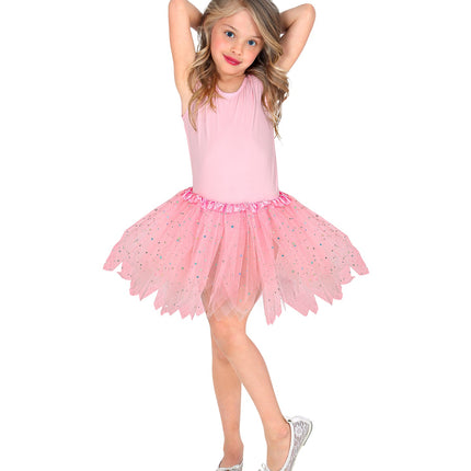 e-carnavalskleding-SYK Glitter tutu rok kort lichtroze kinderen