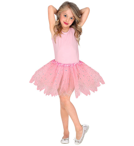 e-carnavalskleding-SYK Glitter tutu rok kort lichtroze kinderen