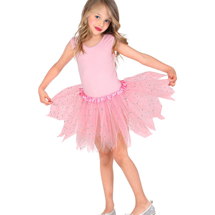 e-carnavalskleding-SYK Glitter tutu rok kort lichtroze kinderen