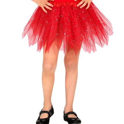 e-carnavalskleding-SYK Glitter tutu rok kort rood kinderen