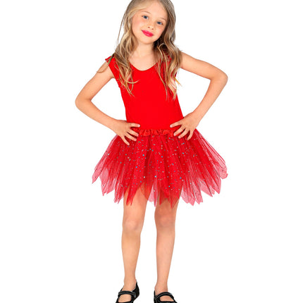 e-carnavalskleding-SYK Glitter tutu rok kort rood kinderen