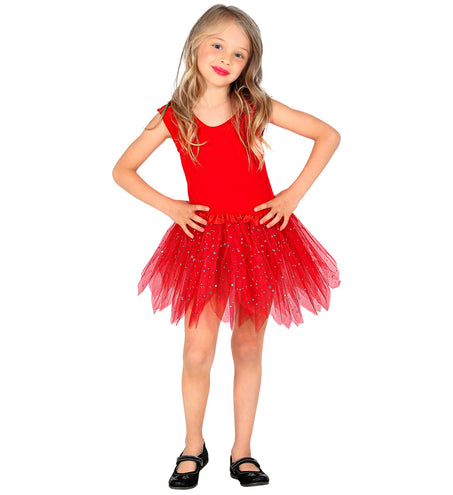 e-carnavalskleding-SYK Glitter tutu rok kort rood kinderen