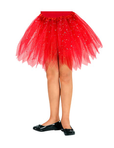 e-carnavalskleding-SYK Glitter tutu rok kort rood kinderen