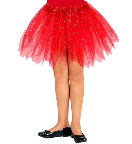e-carnavalskleding-SYK Glitter tutu rok kort rood kinderen