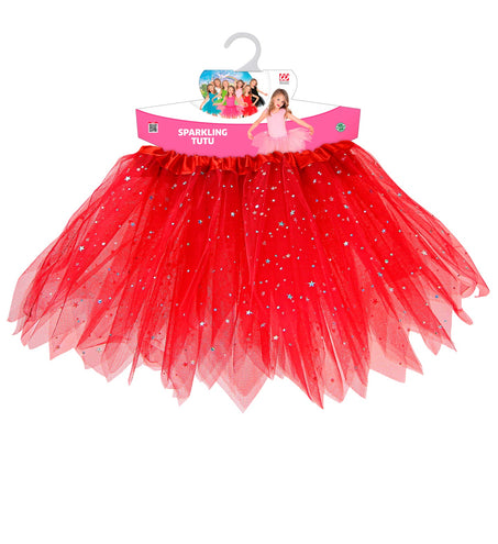 e-carnavalskleding-SYK Glitter tutu rok kort rood kinderen